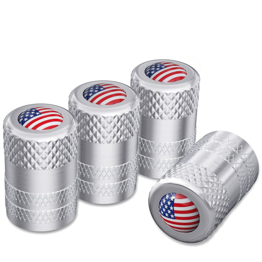 CKAuto American Flag Valve Stem Caps, Aluminum USA Tire Valve Caps, Universal Dust Proof Stem Covers for Cars, Trucks, Bikes, Motorcycles, Bicycles, Corrosion Resistant, 4 Pack(Black)