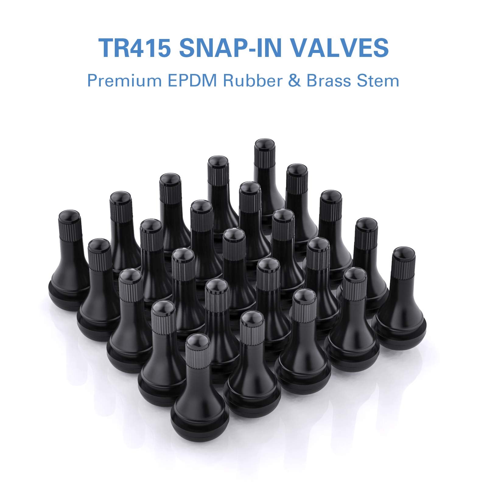 CKAuto Rubber Snap-in Short Black Tire Valve Stem for Tubeless Rim Holes on Standard Vehicle Tires