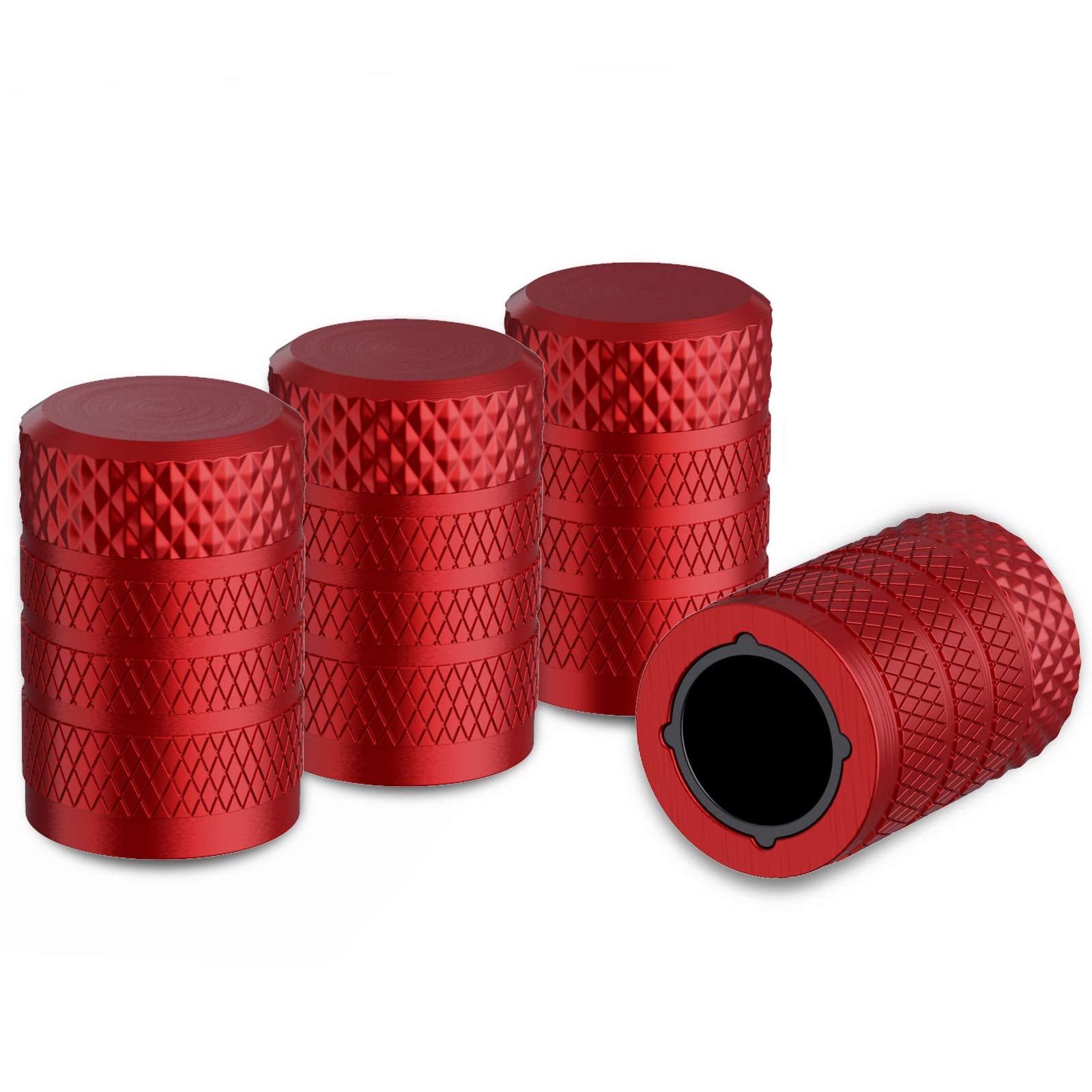 CKAuto Tire Valve Stem Caps, 4 pcs/Pack, Anodized Aluminum Tire Valve Cap Set, Corrosion Resistant, Universal Stem Covers for Cars Trucks Motorcycles SUVs and Bikes