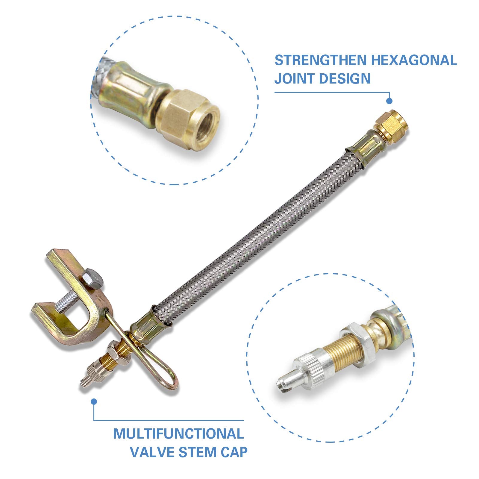 CKAutoMetal Valve Stem Extenders, Universal Valve Stem Extensions Made of EPDM Rubber, Fit for Heavy Vehicles, Silver
