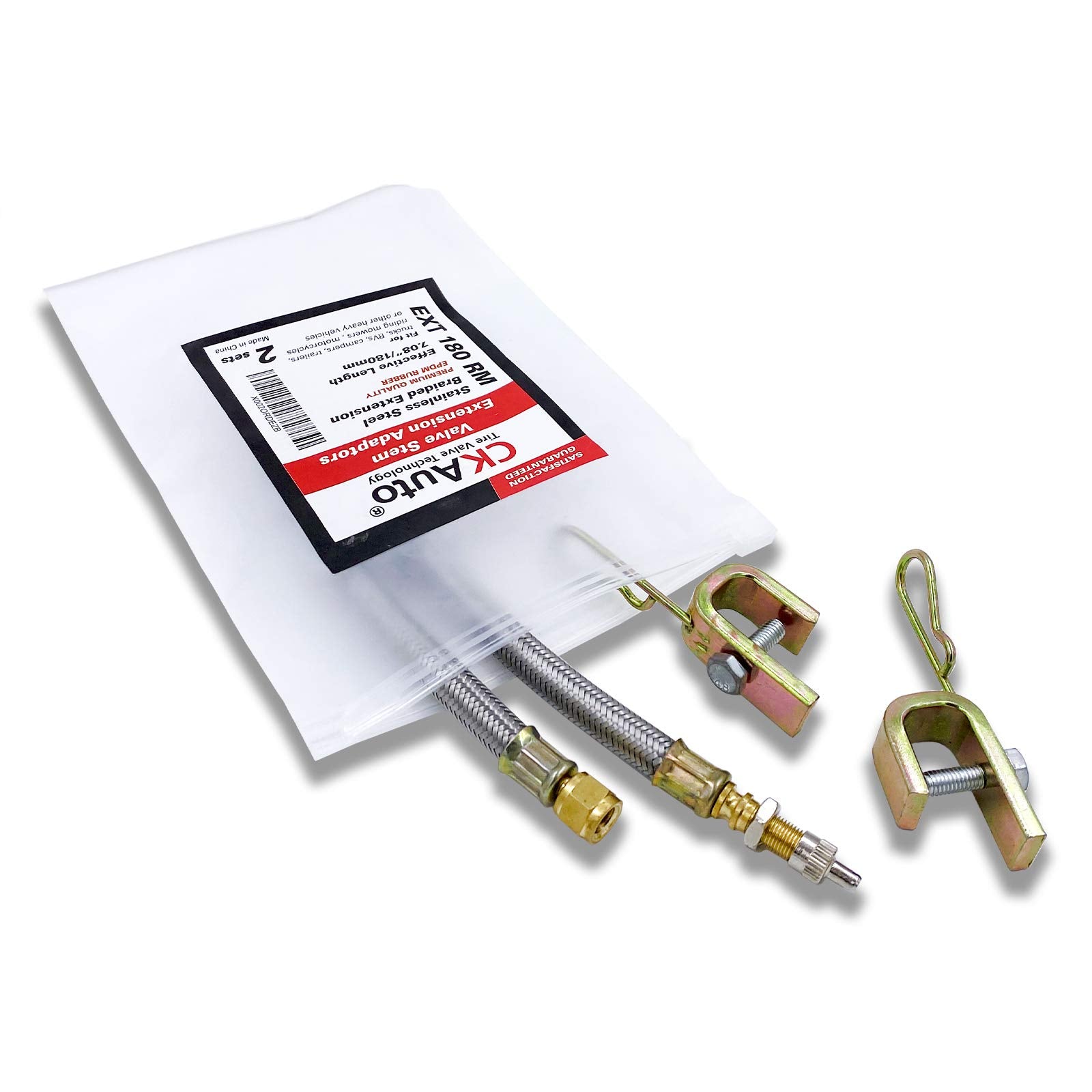 CKAutoMetal Valve Stem Extenders, Universal Valve Stem Extensions Made of EPDM Rubber, Fit for Heavy Vehicles, Silver