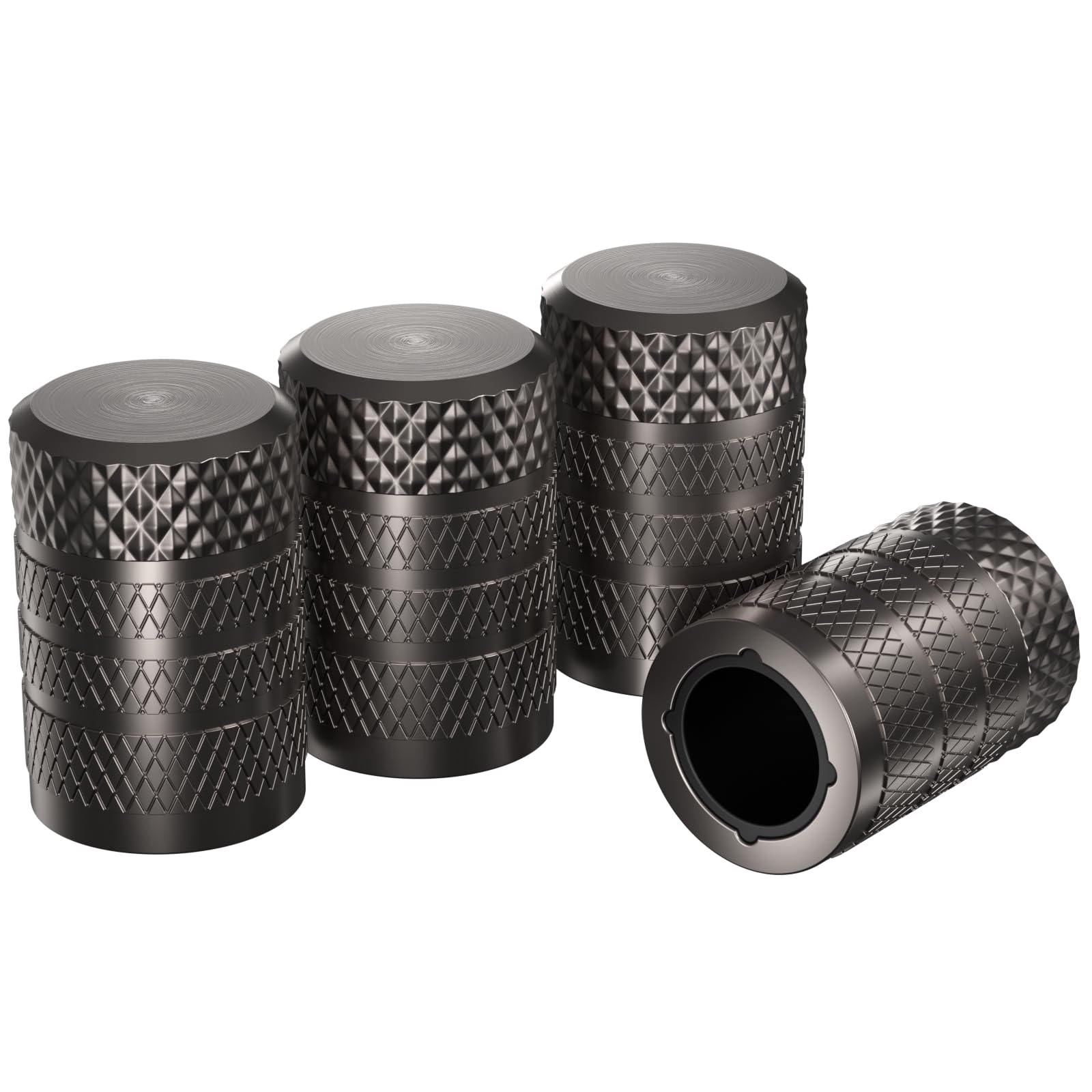CKAuto Tire Valve Stem Caps, 4 pcs/Pack, Anodized Aluminum Tire Valve Cap Set, Corrosion Resistant, Universal Stem Covers for Cars Trucks Motorcycles SUVs and Bikes