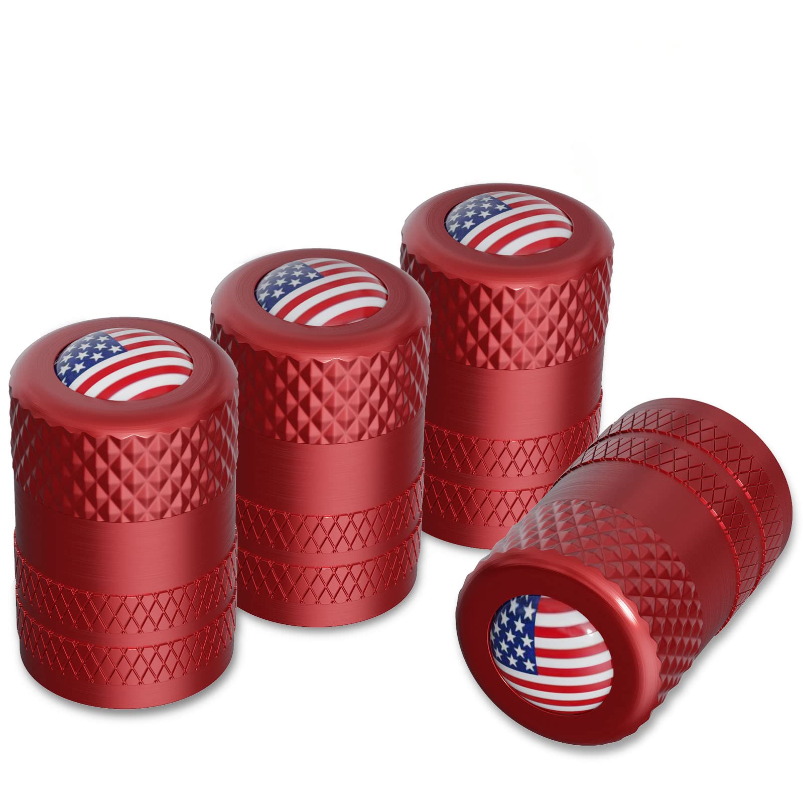 CKAuto American Flag Valve Stem Caps, Aluminum USA Tire Valve Caps, Universal Dust Proof Stem Covers for Cars, Trucks, Bikes, Motorcycles, Bicycles, Corrosion Resistant