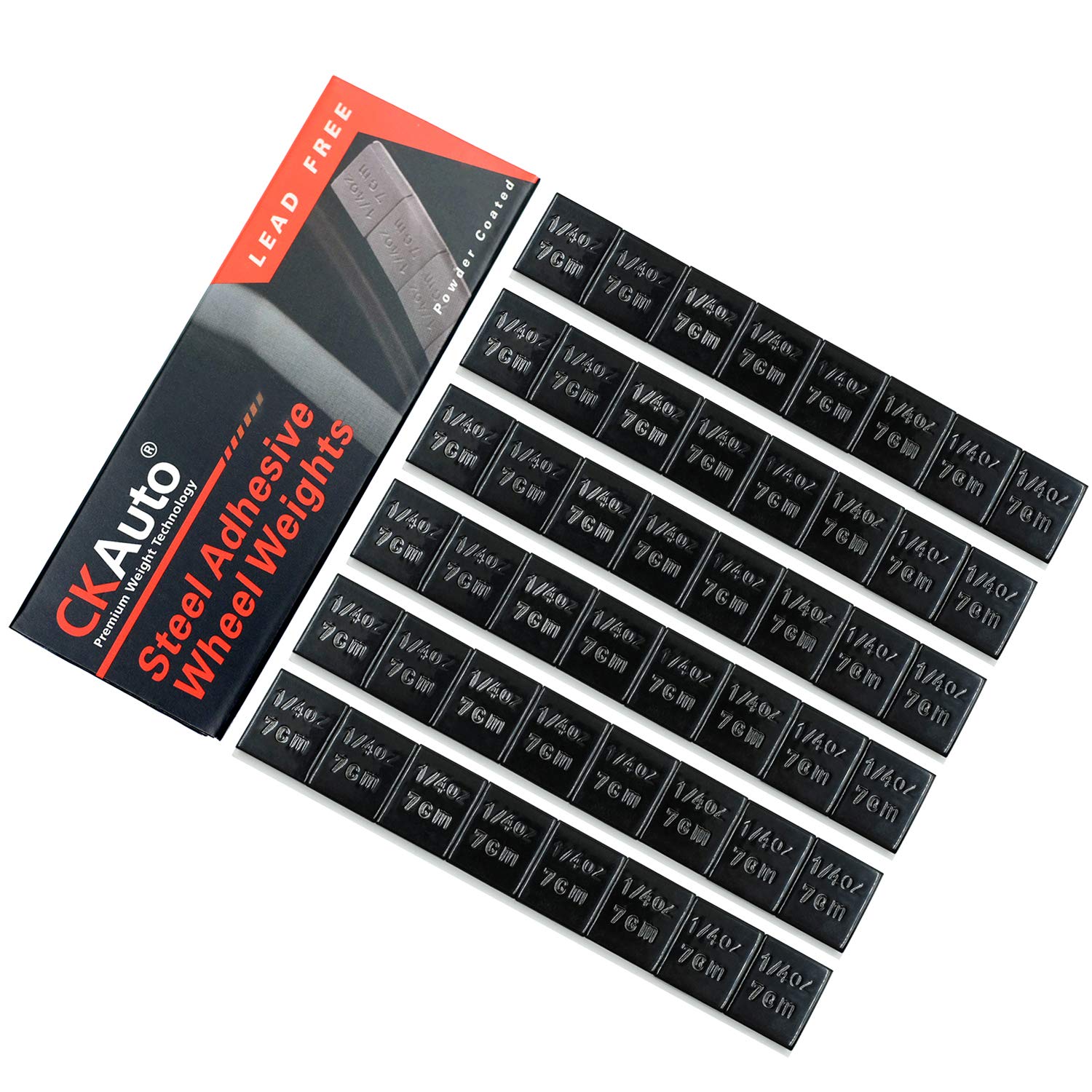 CKAuto 1/4oz, 0.25oz, Adhesive Stick on Wheel Weights, EasyPeel Type. Cars, Trucks, SUVs, Motorcycles, Low Profile, U.S. OEM Quality