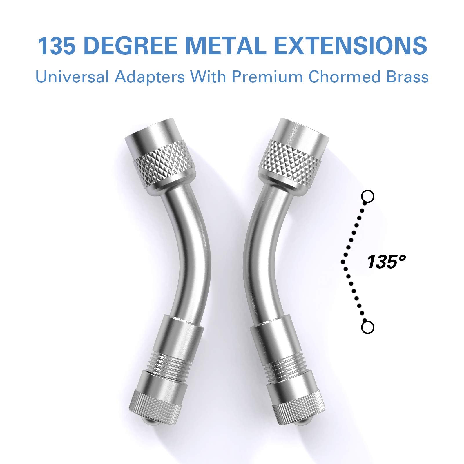 CKAutoMetal Valve Stem Extenders, Universal Valve Stem Extensions Made of EPDM Rubber, Fit for Heavy Vehicles, Silver
