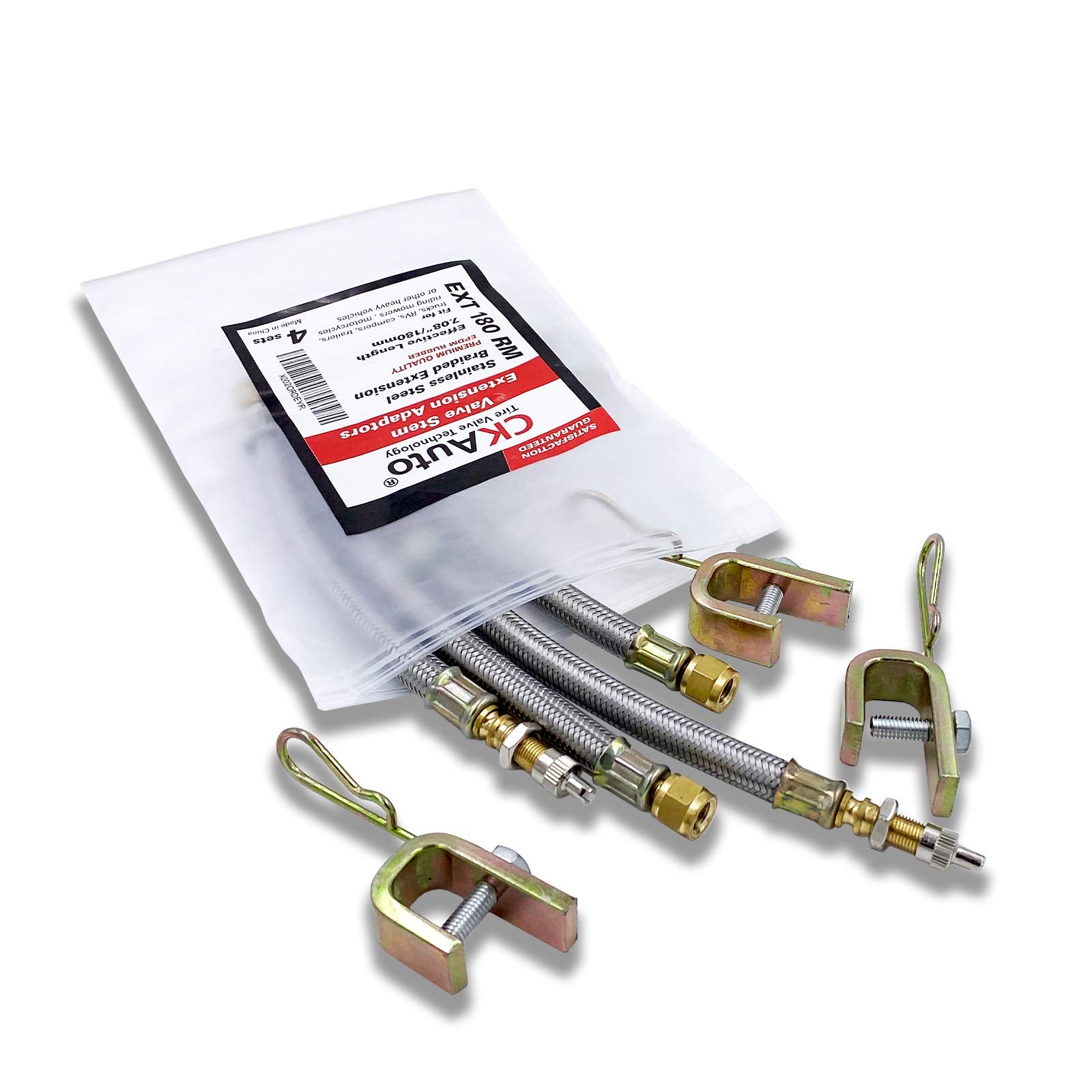 CKAutoMetal Valve Stem Extenders, Universal Valve Stem Extensions Made of EPDM Rubber, Fit for Heavy Vehicles, Silver