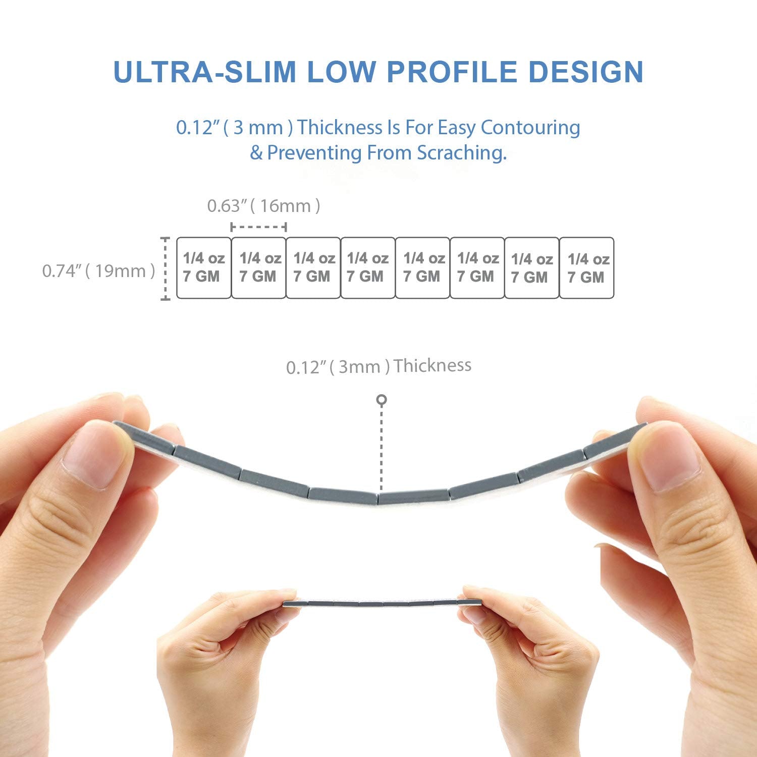 CKAuto 1/2oz, 0.5oz, Ultra Slim Low Profile, Adhesive Stick On Wheel Weights, OE Quality