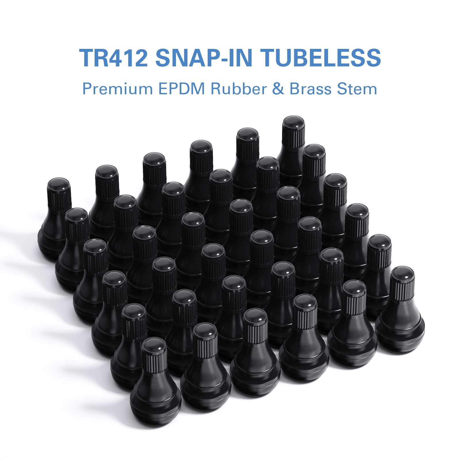 CKAuto Rubber Snap-in Short Black Tire Valve Stem for Tubeless Rim Holes on Standard Vehicle Tires