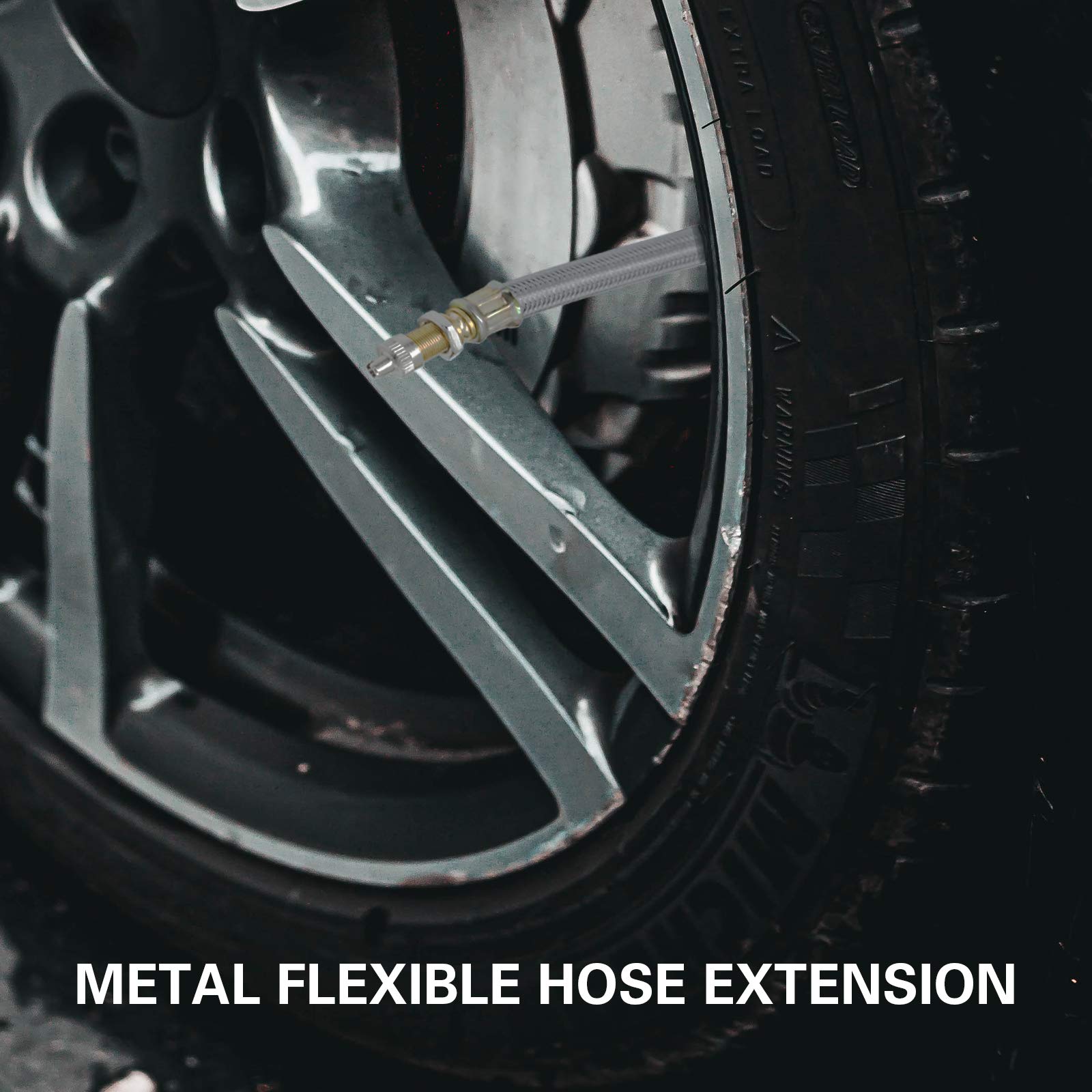 CKAutoMetal Valve Stem Extenders, Universal Valve Stem Extensions Made of EPDM Rubber, Fit for Heavy Vehicles, Silver
