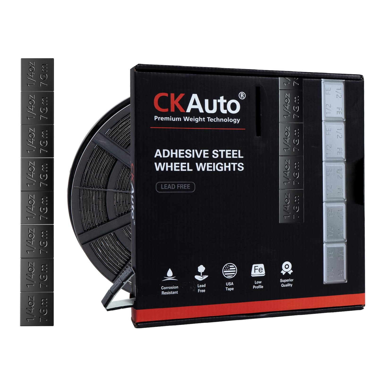 CKAuto 0.25oz, Adhesive Stick on Wheel Weights, Stick on Roll Wheel Weights, 5 kgs/ 11 lb/Roll, 715pcs, OE Quality