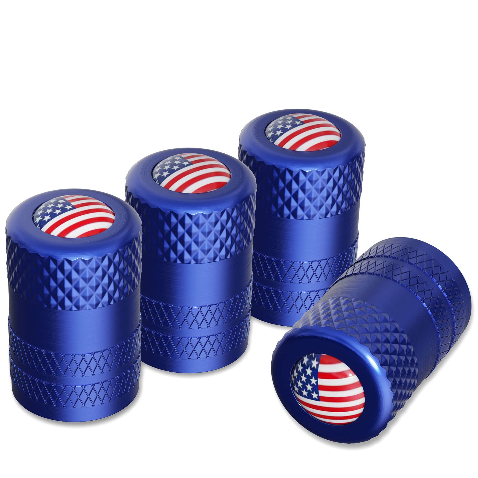 CKAuto American Flag Valve Stem Caps, Aluminum USA Tire Valve Caps, Universal Dust Proof Stem Covers for Cars, Trucks, Bikes, Motorcycles, Bicycles, Corrosion Resistant