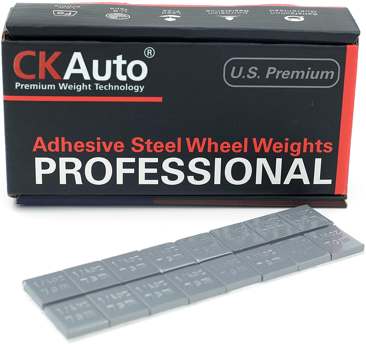 CKAuto 1/4oz, 0.25oz, Adhesive Stick on Wheel Weights, EasyPeel Type. Cars, Trucks, SUVs, Motorcycles, Low Profile, U.S. OEM Quality