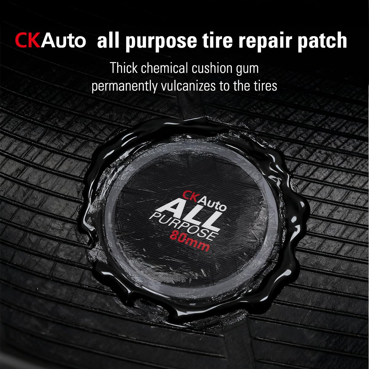 CKAuto Combination All Purpose Tire Repair Patch Kit Heavy Duty, Tire Plug Repair Kit Flat for Car Van Truck Bus Motorcycle and Inner Tire, Round