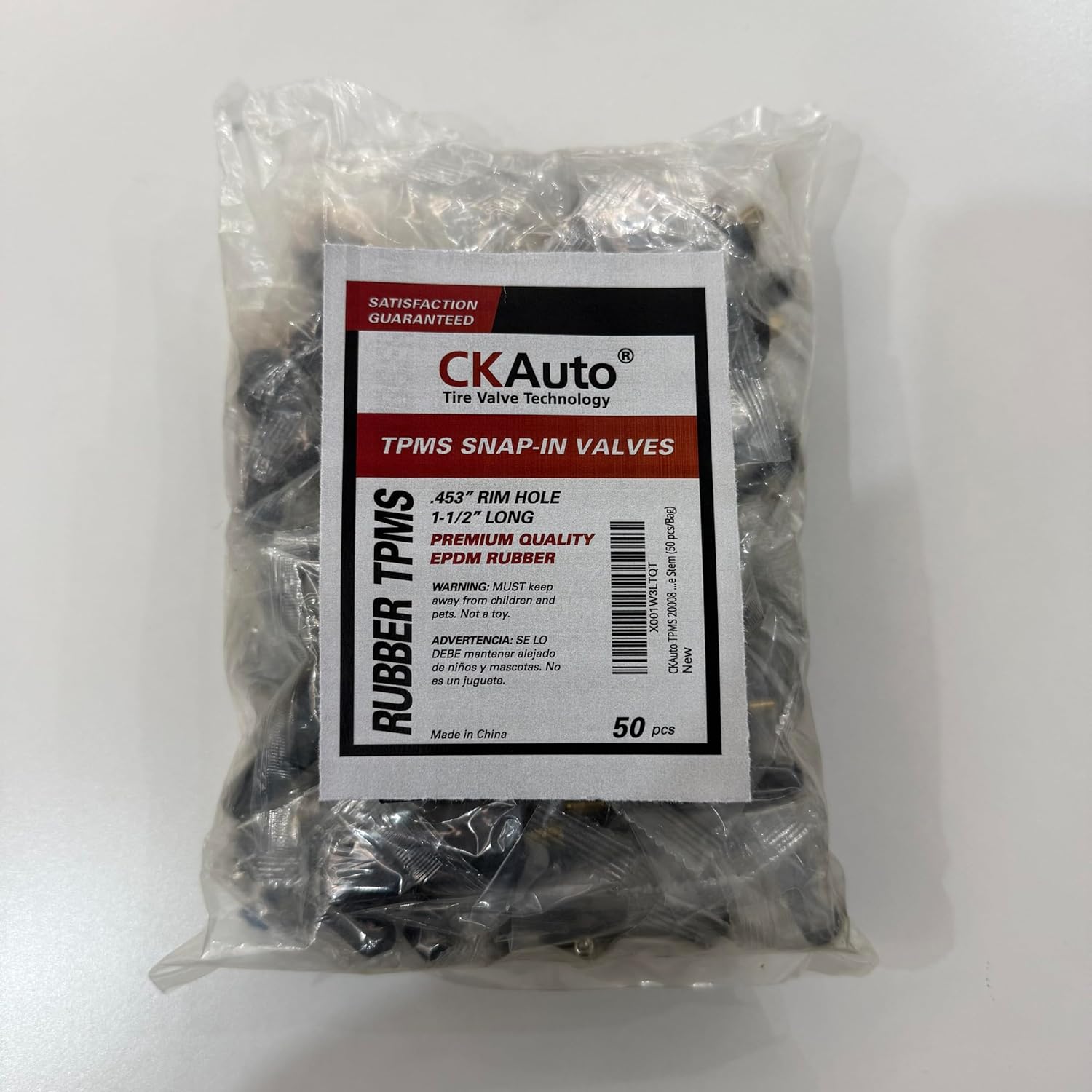 CKAuto TPMS 20008 Rubber Snap-in Tire Valve Stem (50 pcs/Bag)