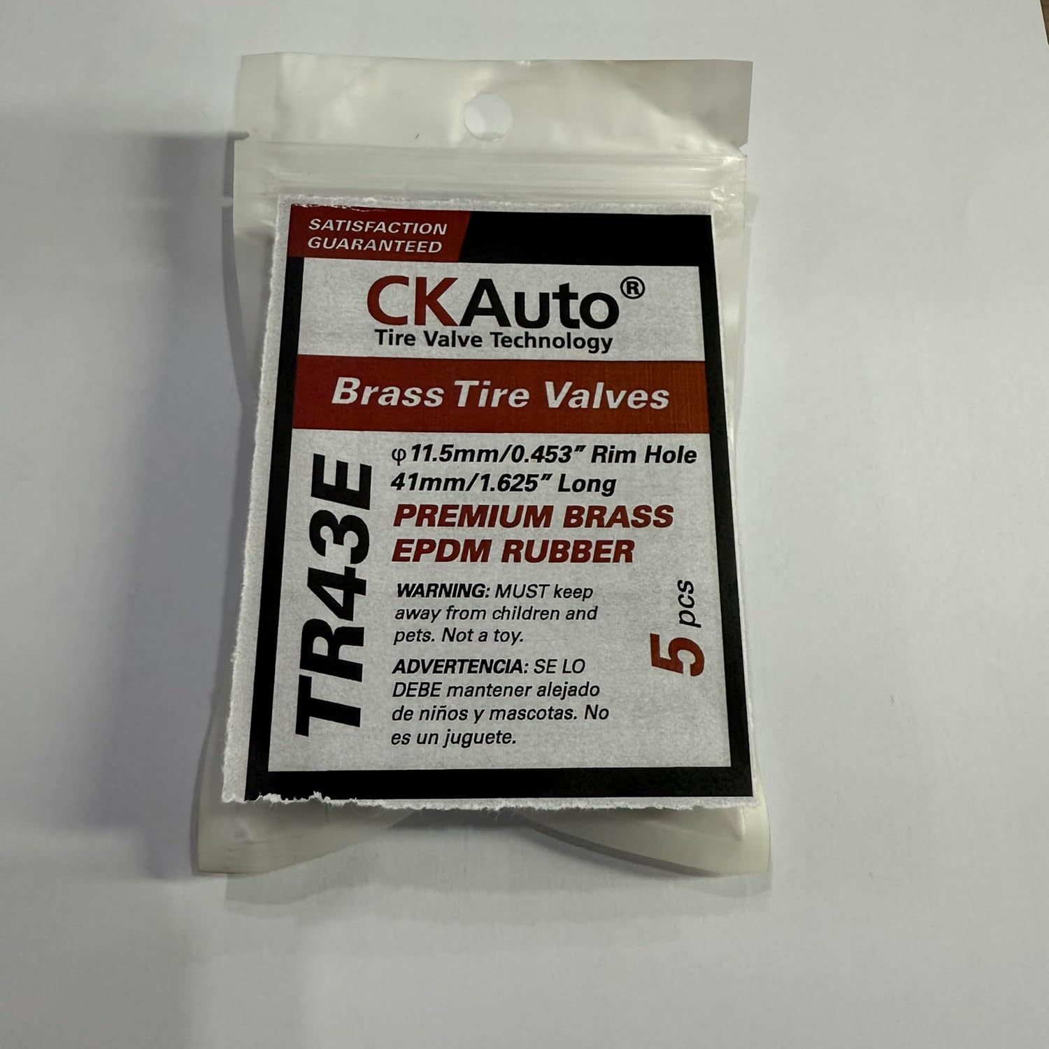 CKAuto 5 Pcs VS43/TR43E Tubeless Metal Clamp-in Valve Stems, Black Finish