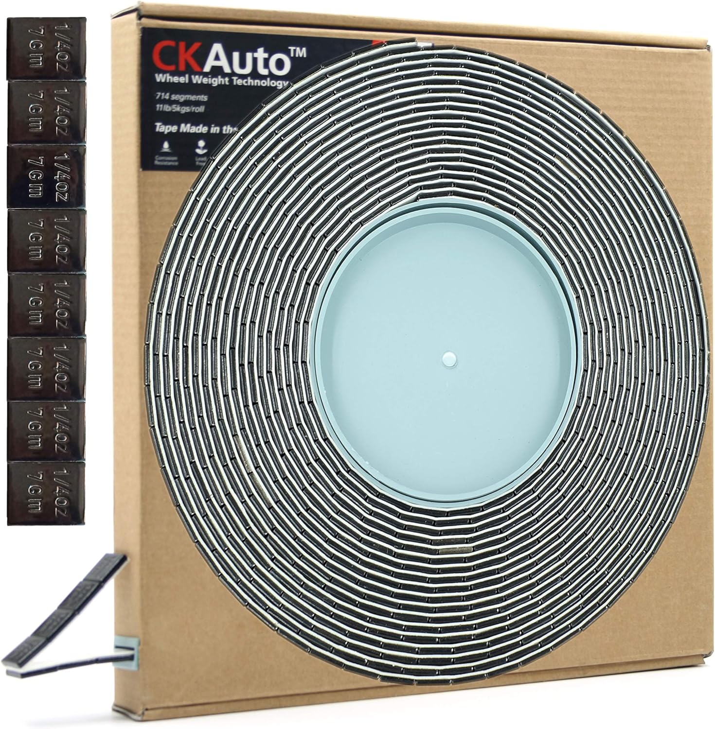 CKAuto 0.25oz, Adhesive Stick on Wheel Weights, Stick on Roll Wheel Weights, 5 kgs/ 11 lb/Roll, 715pcs, OE Quality